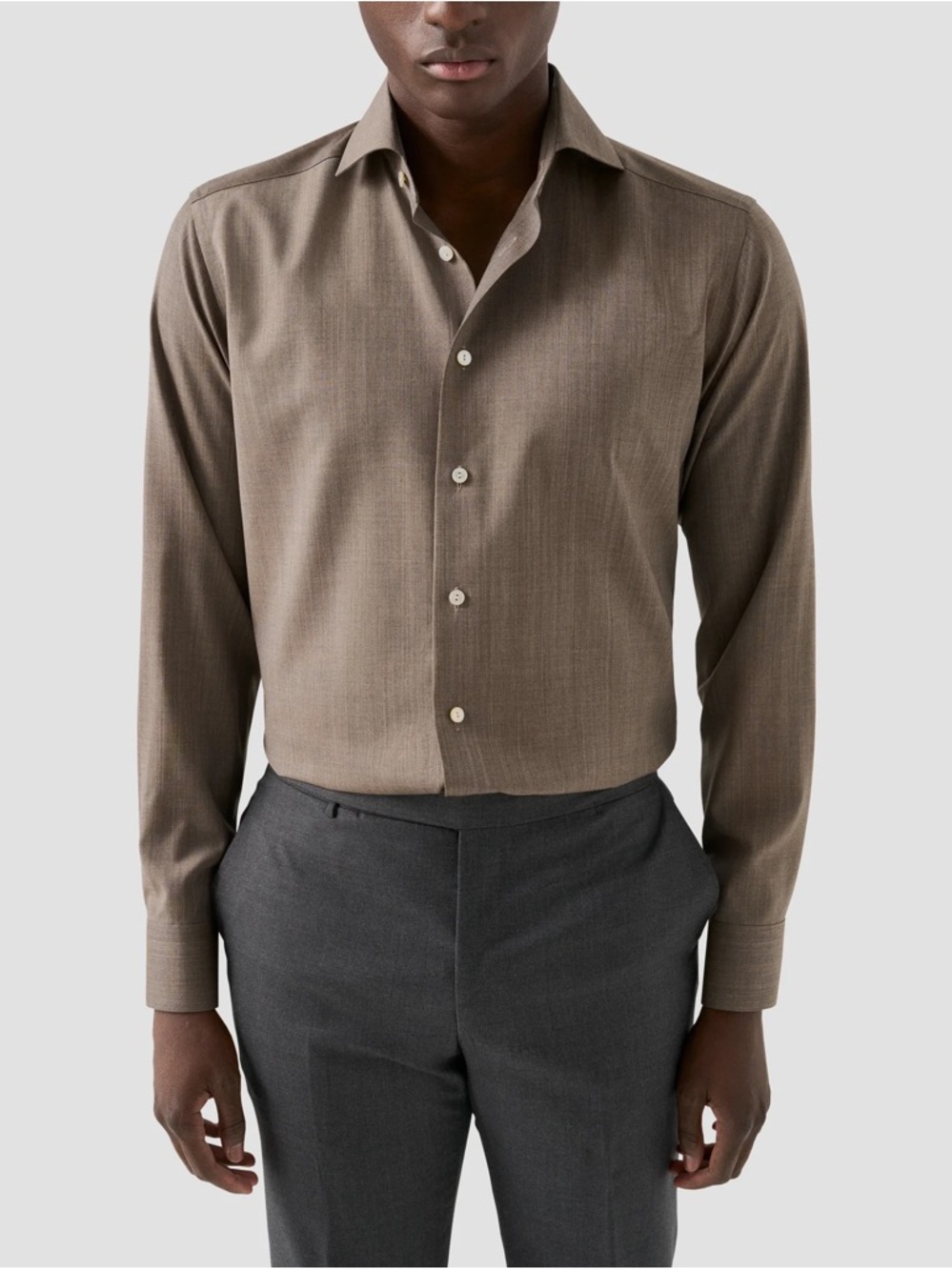 Eton Brown 100% Cotton Dress Shirt Men’s XL Slim Fit